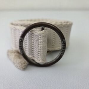 Hollister Neutral Canvas Belt with Branded Metal Ring